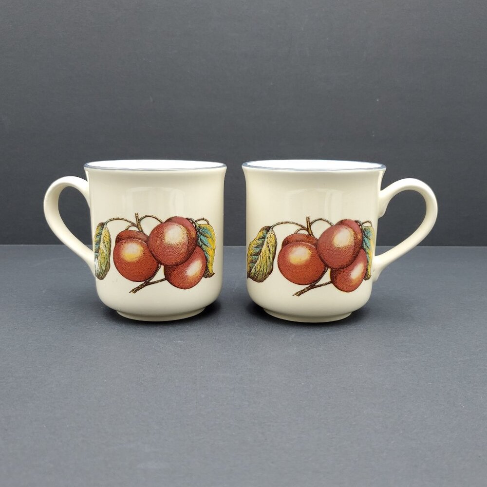 Pier 1 Macintosh Mugs Staffordshire Tableware Made in England Apple Mugs
